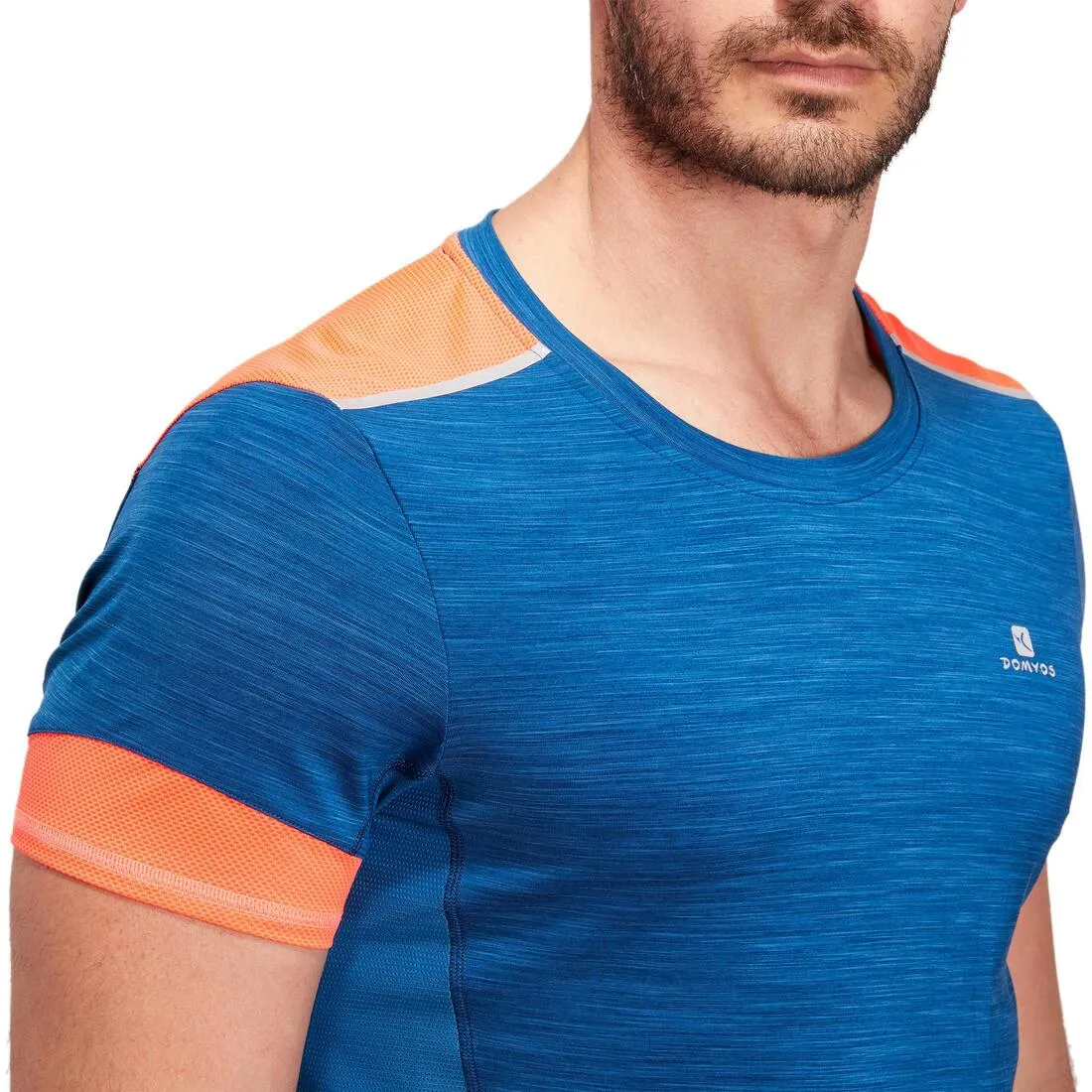 Energy Cardio Fitness T-Shirt- Light Blue/Coral