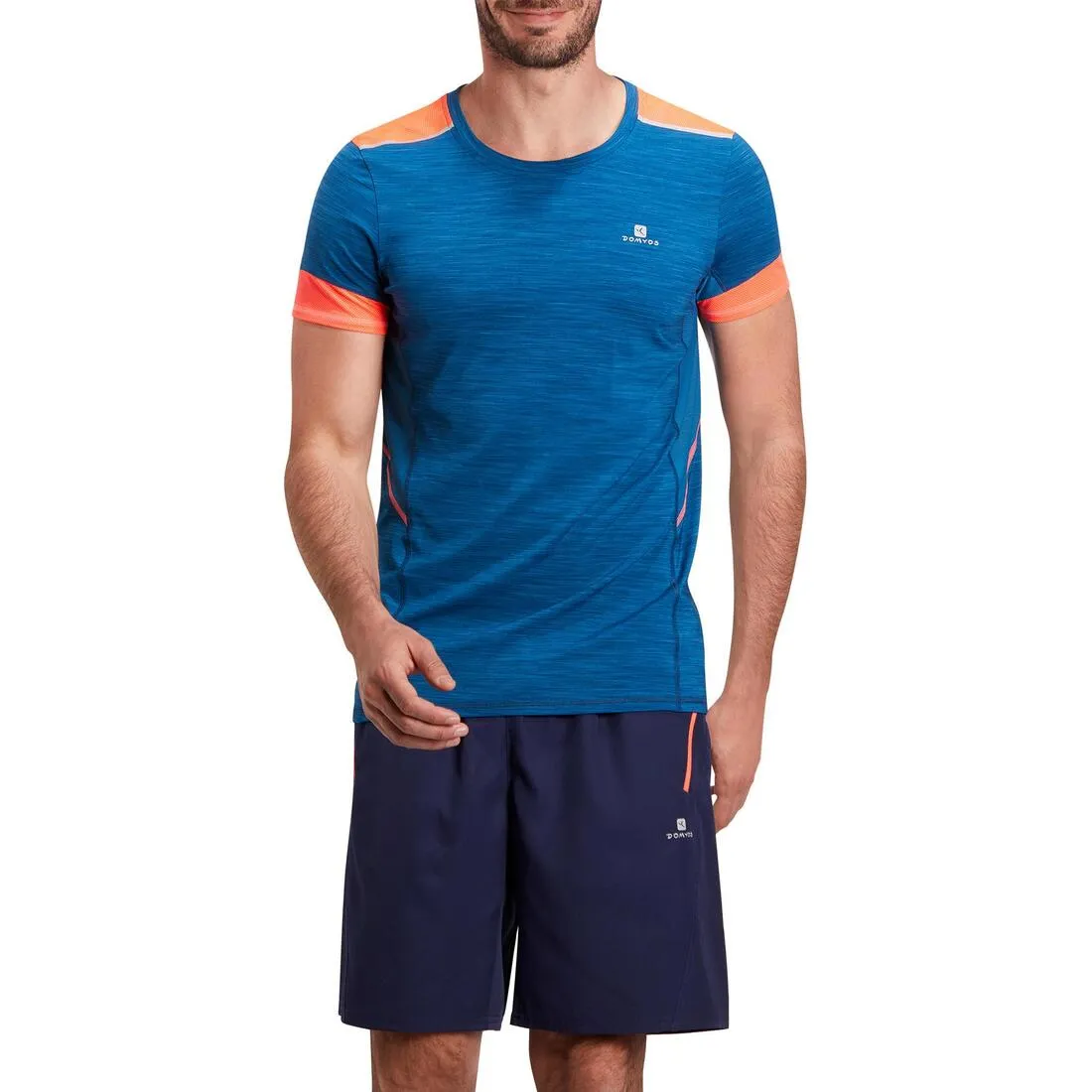 Energy Cardio Fitness T-Shirt- Light Blue/Coral