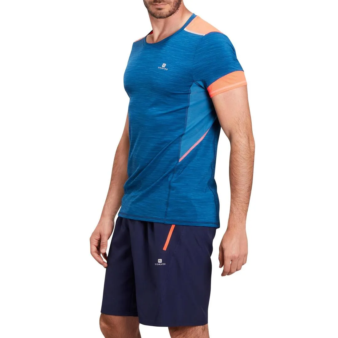 Energy Cardio Fitness T-Shirt- Light Blue/Coral