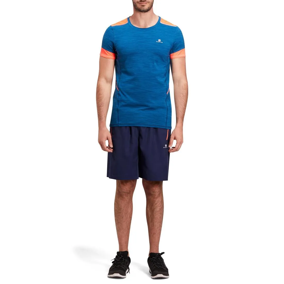 Energy Cardio Fitness T-Shirt- Light Blue/Coral