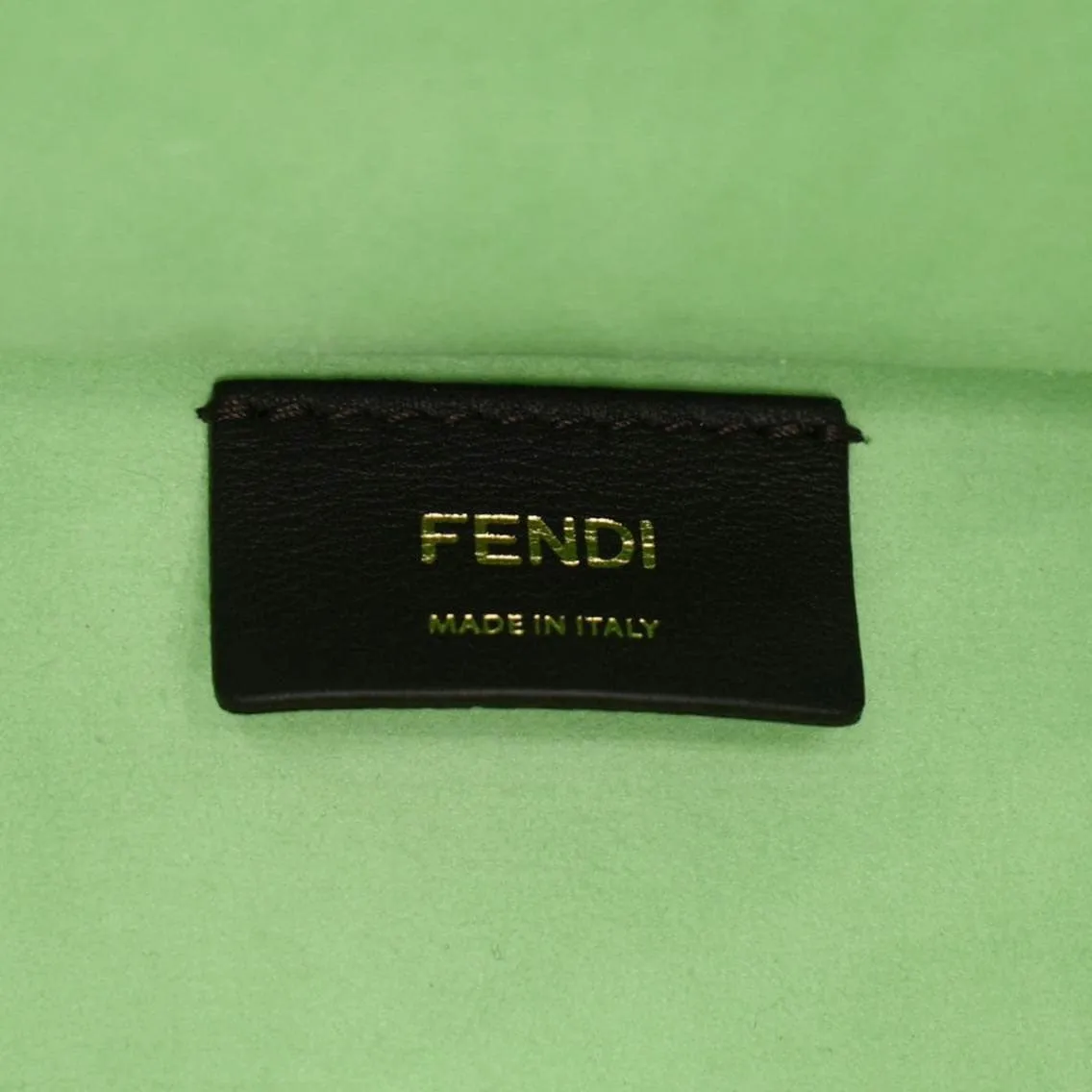FENDI Sunshine Medium Embossed Leather Shopper Tote Bag Green