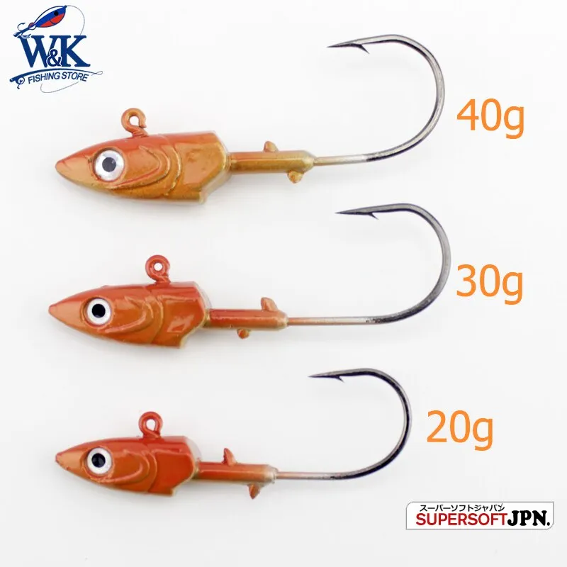 Fishing jig head Hook 20g 30g 40g for Soft Lure 2pcs/lot Strong Jig Head Jigging Bait Lead Lure