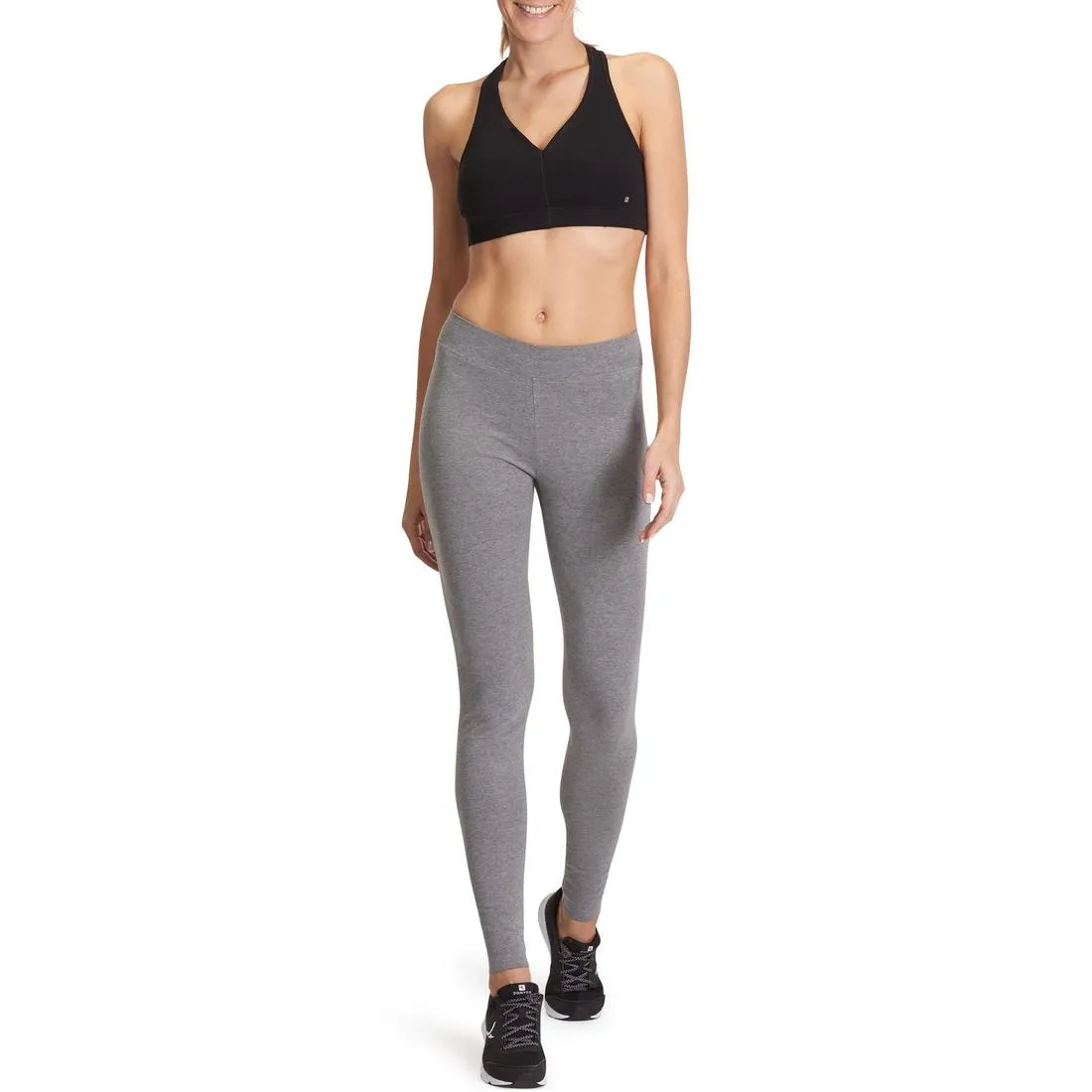 Fit  500 Women's Slim-Fit Gym & Pilates Leggings - Mid Heathered Grey