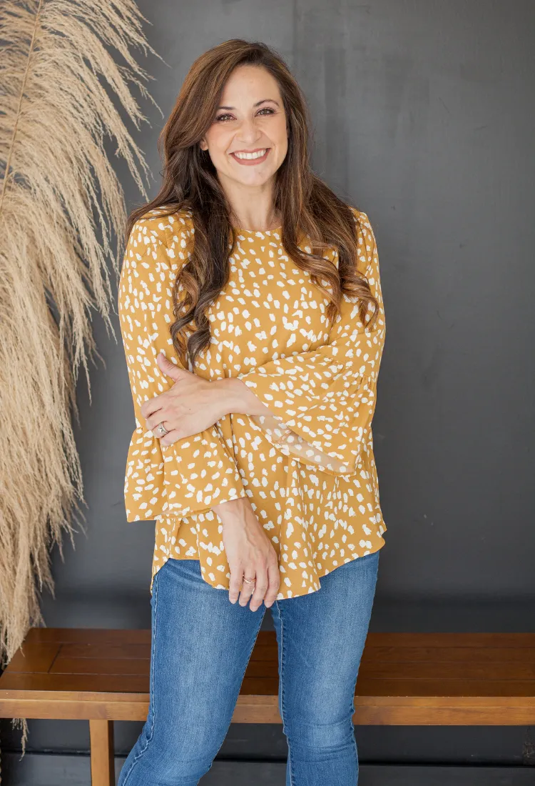 Geo Dressy Blouse in Taupe