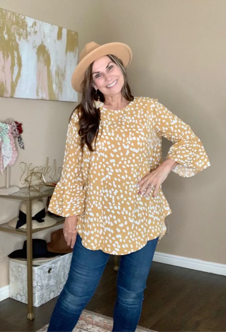 Geo Dressy Blouse in Taupe