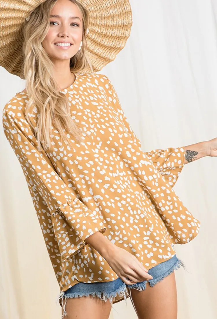 Geo Dressy Blouse in Taupe