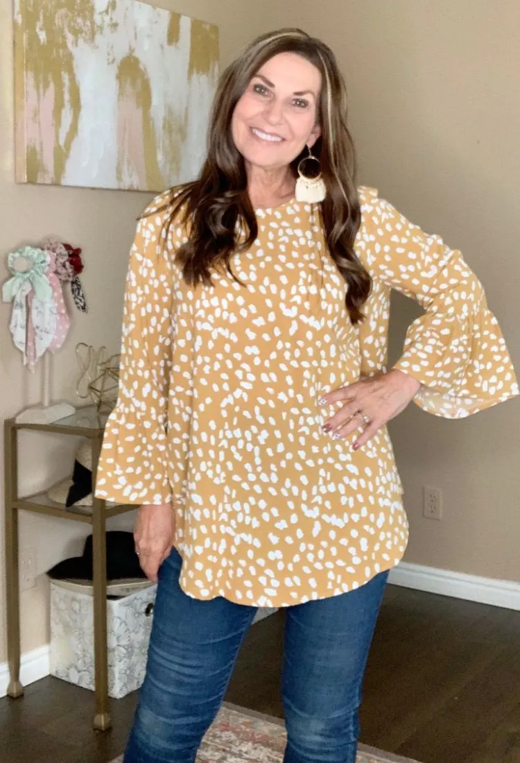 Geo Dressy Blouse in Taupe
