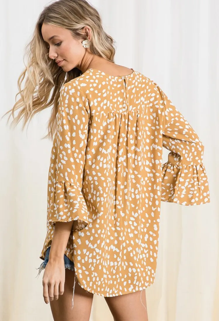 Geo Dressy Blouse in Taupe