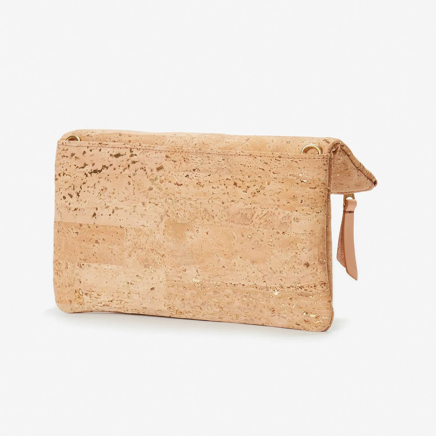 GiGi Versatile Cork Clutch - Natural with Gold Fleck