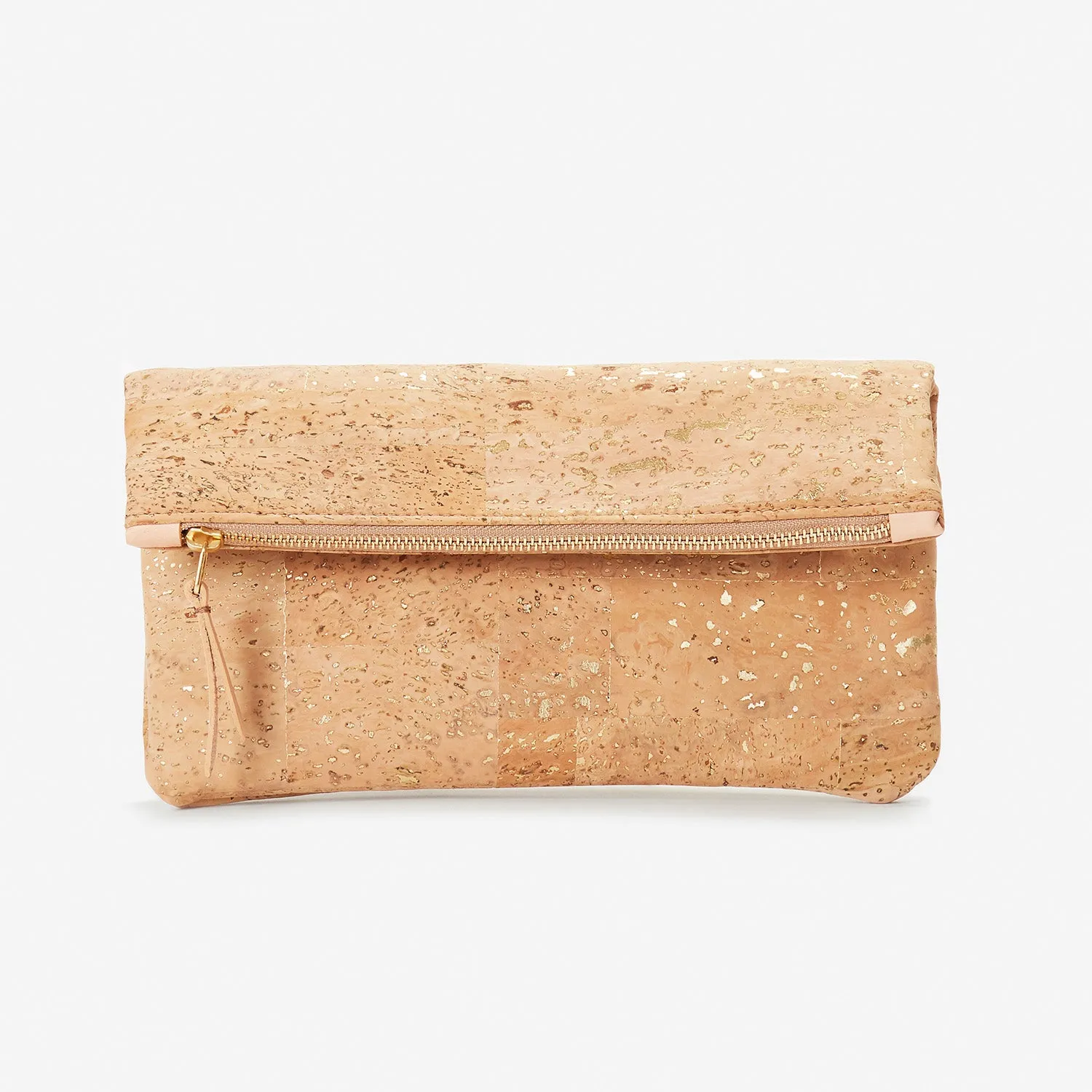 GiGi Versatile Cork Clutch - Natural with Gold Fleck