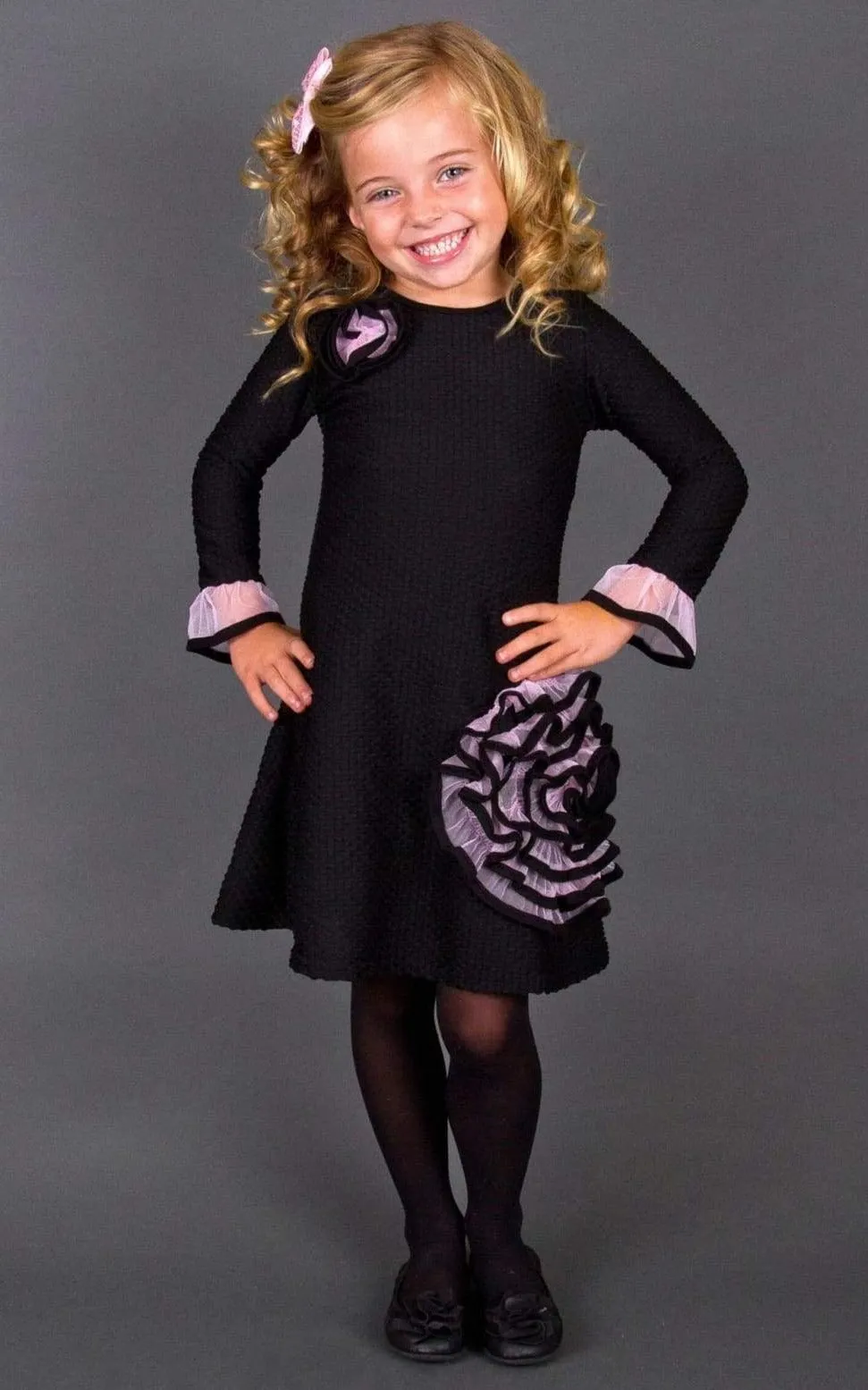 Girls Dark and Lovely Rose Side Flower Dress