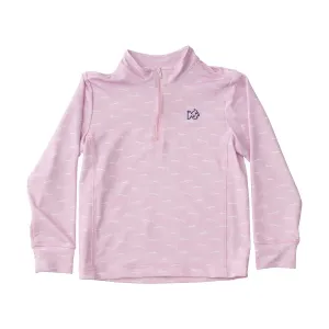 GIRLS PRO PERFORMANCE QUARTER ZIP PULLOVER IN MARLIN PRINT ON PINK LADY