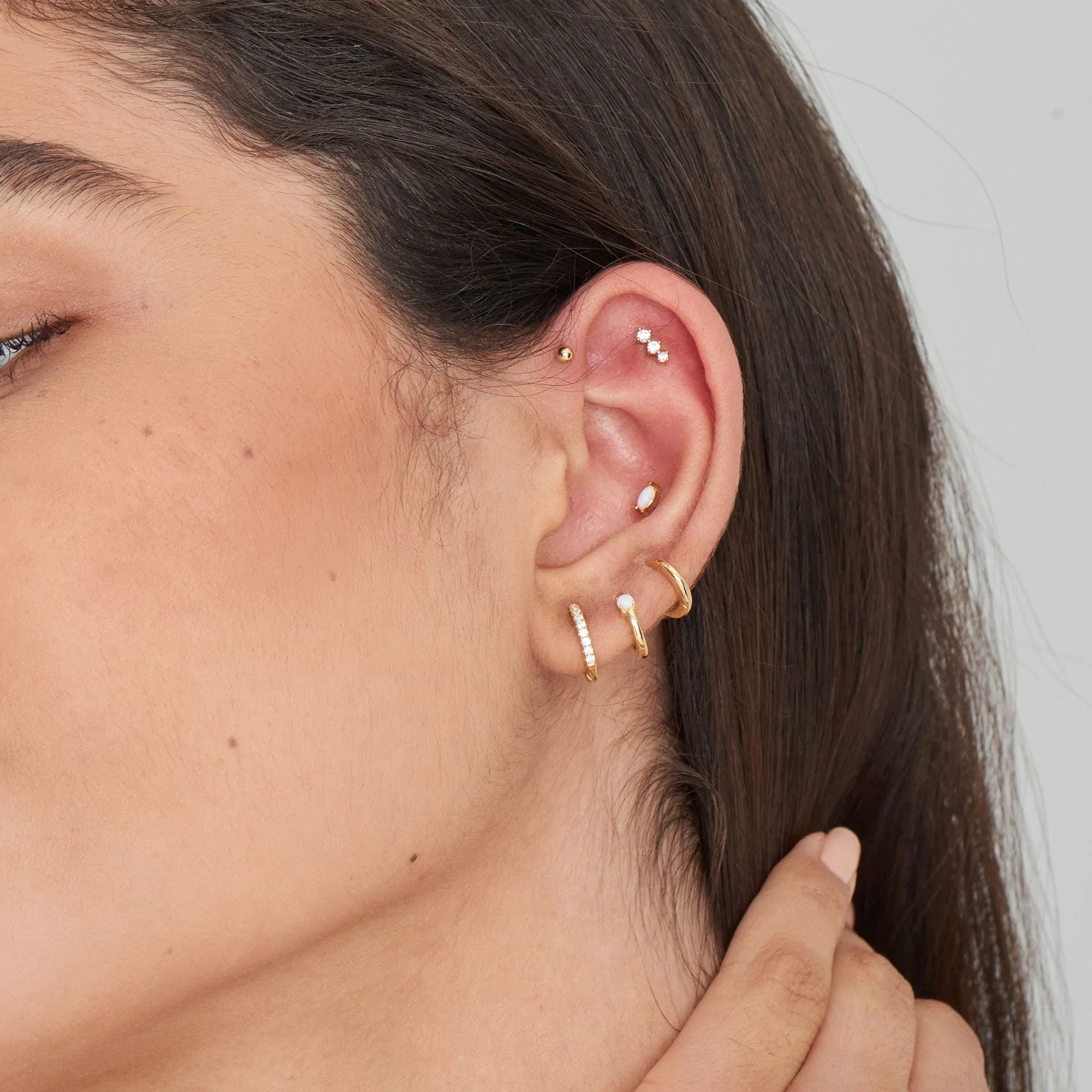 GOLD KYOTO OPAL MARQUISE BARBELL SINGLE EARRING