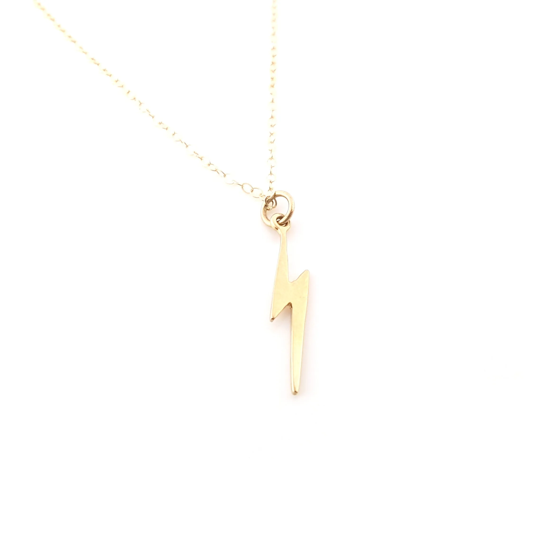 Gold Lightening Bolt Charm 14k Gold Filled Necklace Simple Jewelry - Dainty Gold Necklace - Simple Necklace