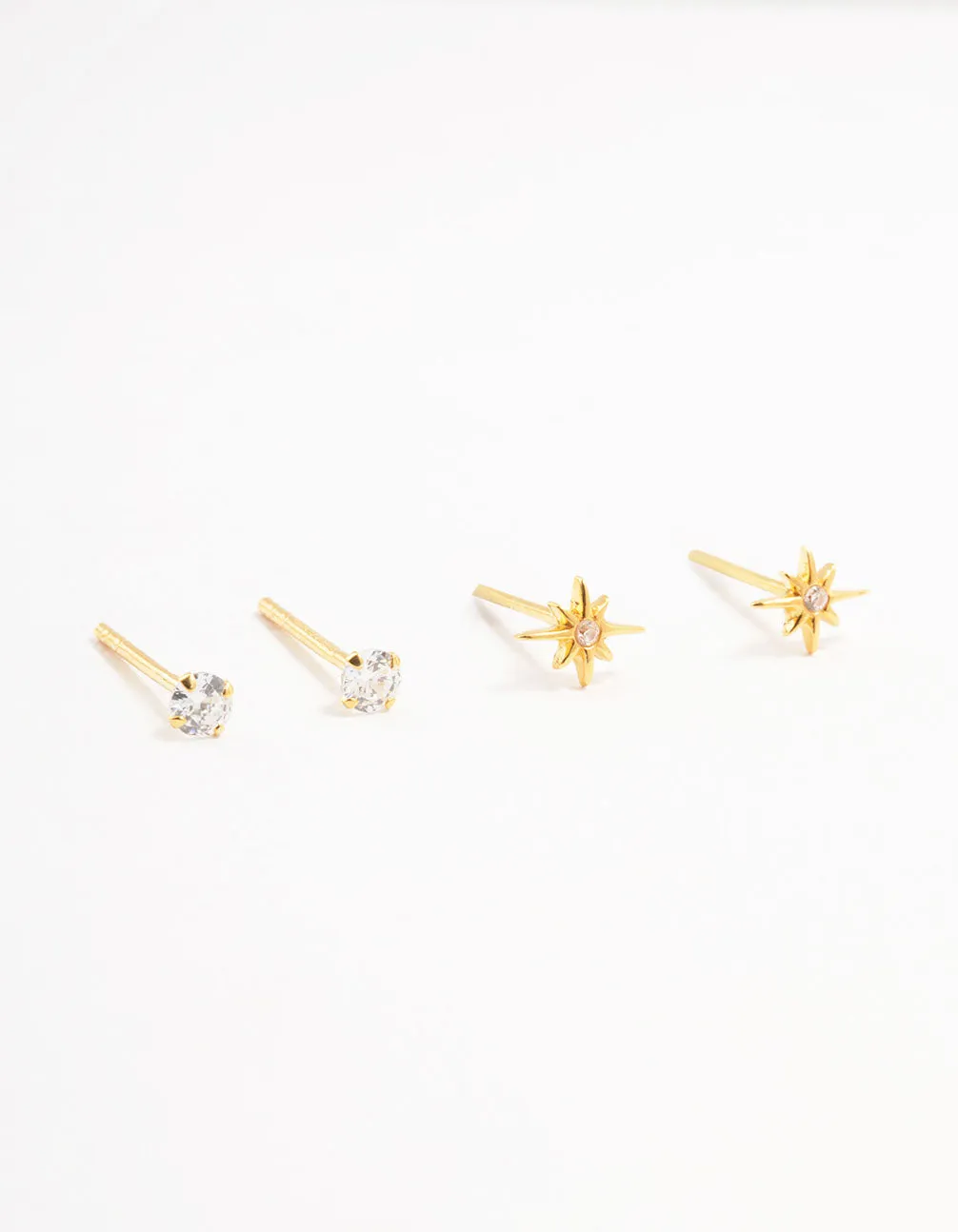 Gold Plated Sterling Silver Mini Starburst Earrings 2-Pack