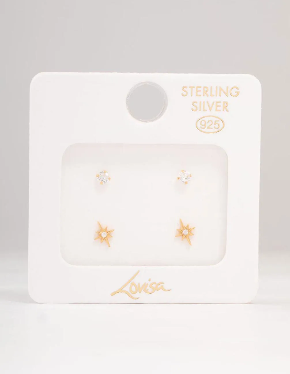 Gold Plated Sterling Silver Mini Starburst Earrings 2-Pack
