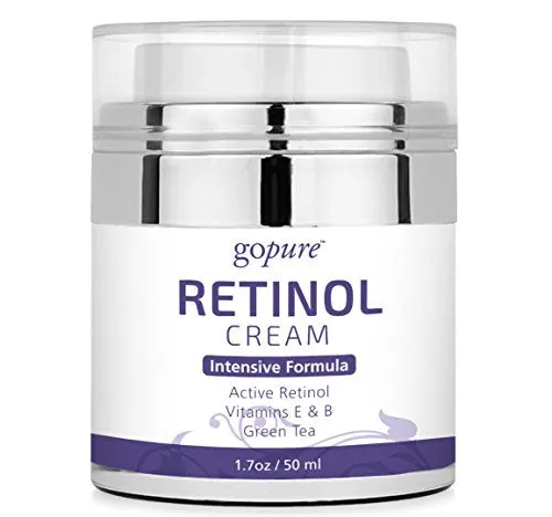 goPure Retinol Cream for Face - Anti Aging Face Cream - Anti Wrinkle Cream Face Moisturizer - Retinol Night Cream in Airless Jar - 1.7oz