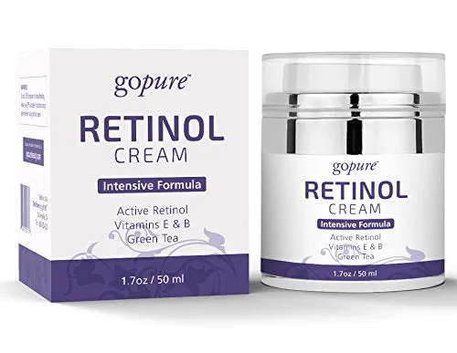 goPure Retinol Cream for Face - Anti Aging Face Cream - Anti Wrinkle Cream Face Moisturizer - Retinol Night Cream in Airless Jar - 1.7oz