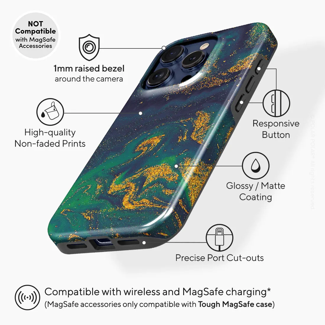 Green Night Quicksand - iPhone 15 Pro Case