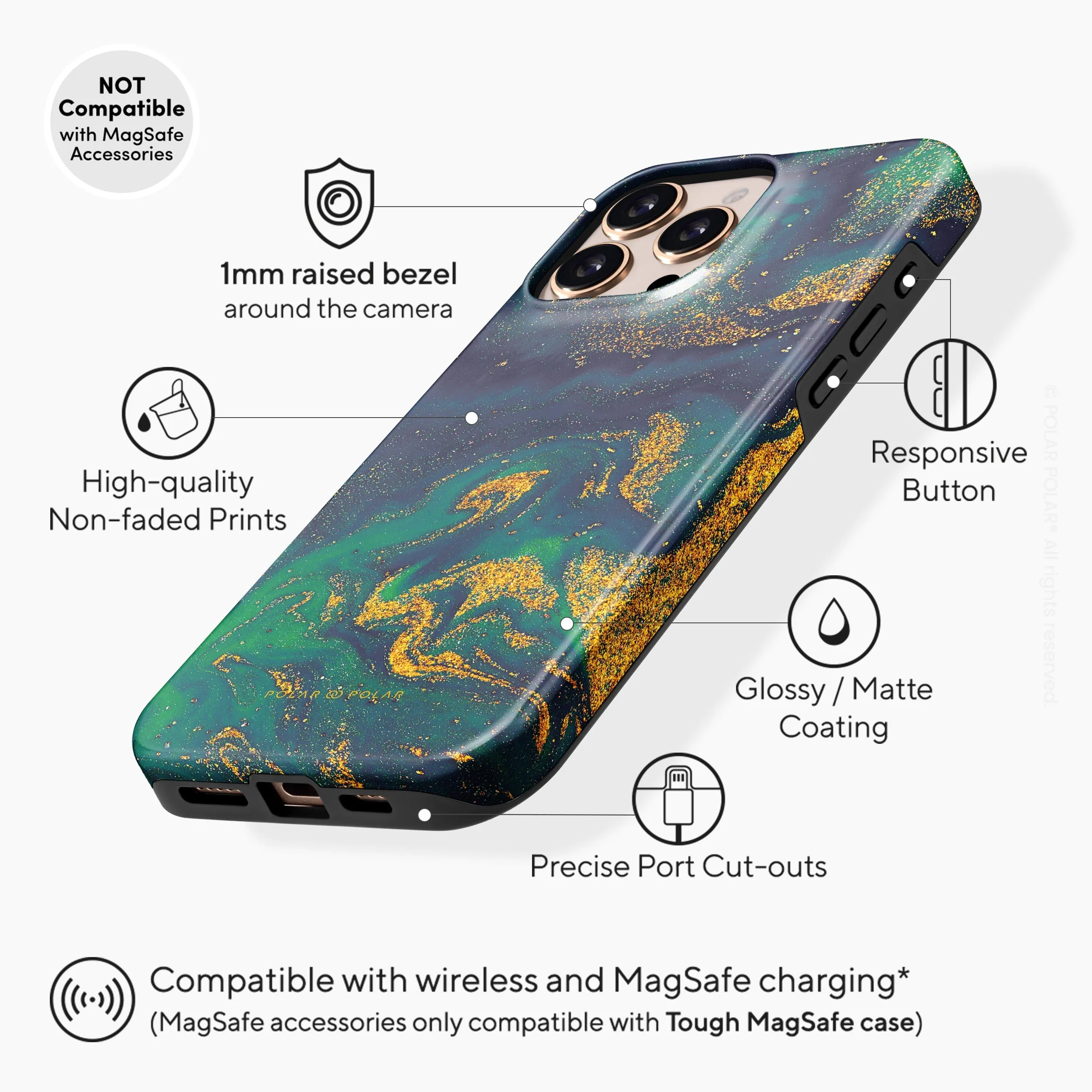 Green Night Quicksand - iPhone 16 Pro Case
