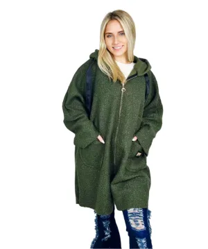 Green Soft Hooded Coat