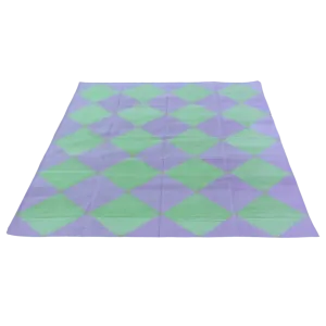 Green/Purple Diamond Vegetable Dyed Dhurrie Reversible Cotton Rug