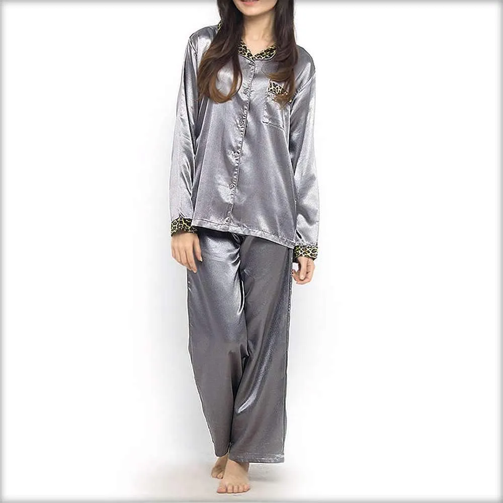 Grey Polyester PJ Set