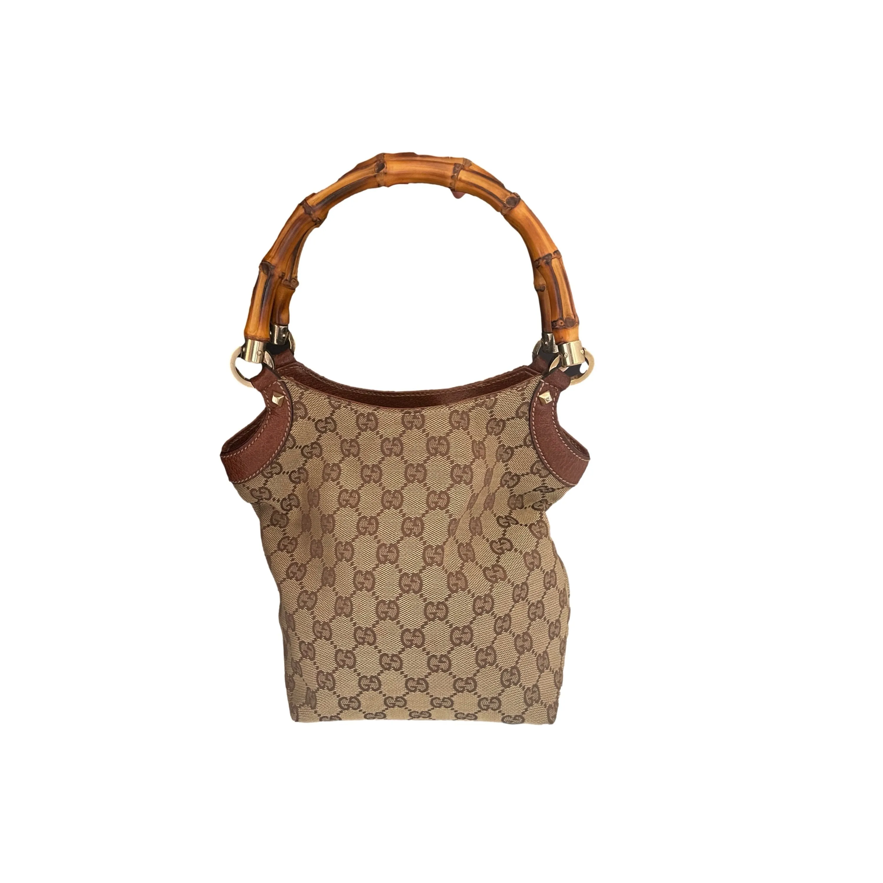 Gucci Brown Monogram Bamboo Shoulder Bag
