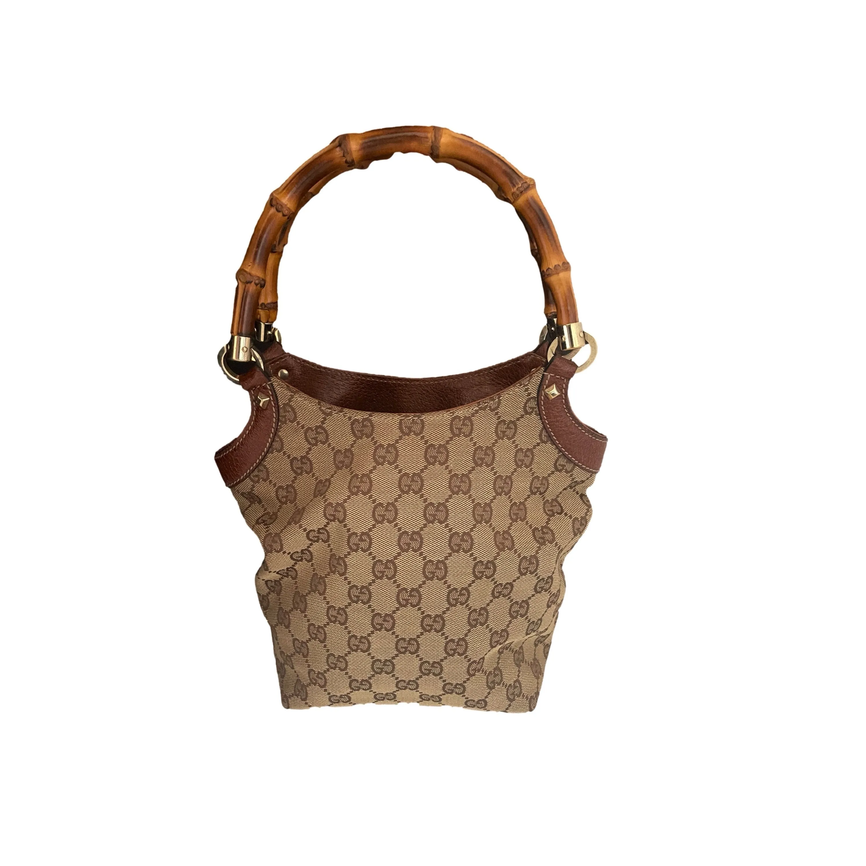 Gucci Brown Monogram Bamboo Shoulder Bag