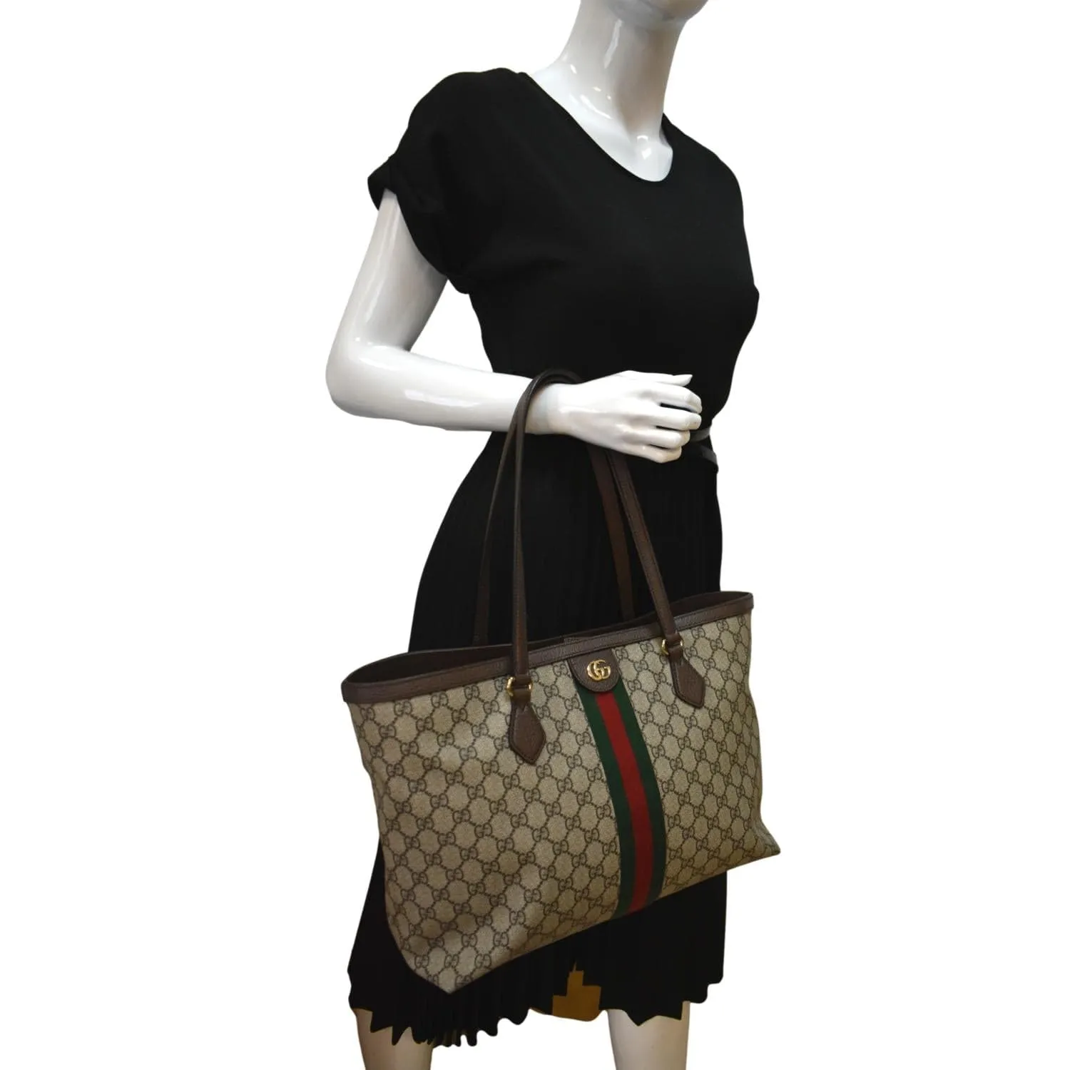 GUCCI Ophidia Medium GG Supreme Canvas Tote Bag Beige 631685