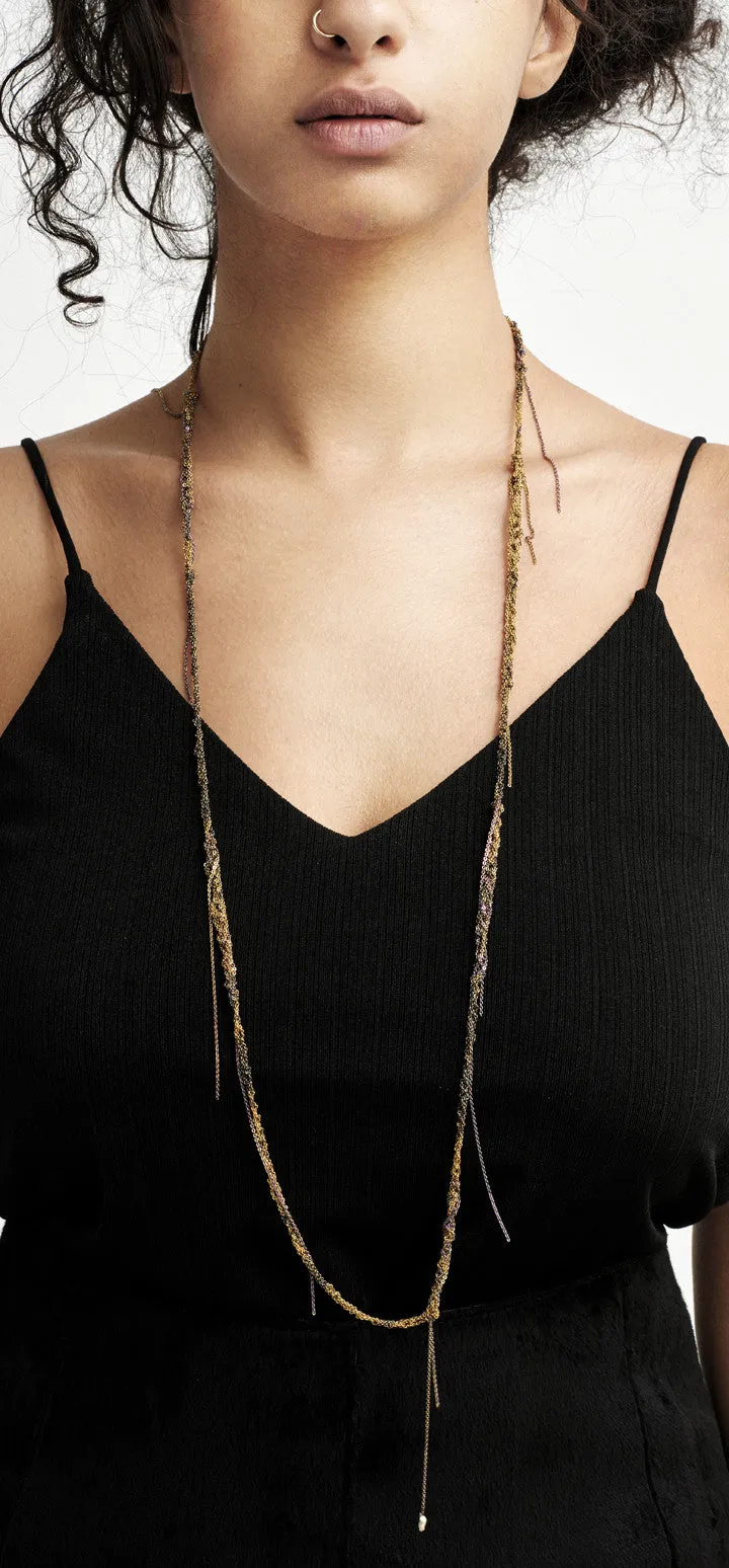 Hairy Simple Necklace in Faded   Rose Gold