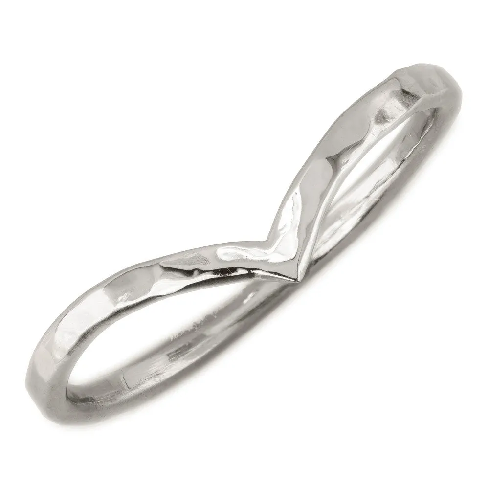 Hammered Vivian Wedding Band, 14k White Gold