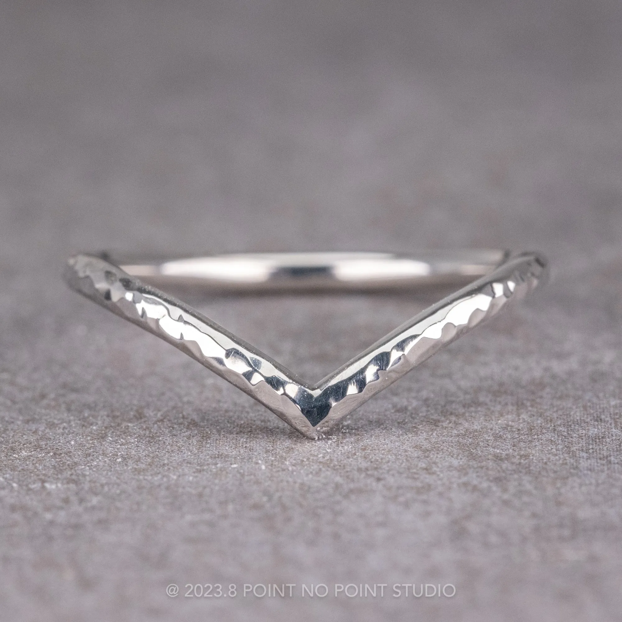 Hammered Vivian Wedding Band, 14k White Gold