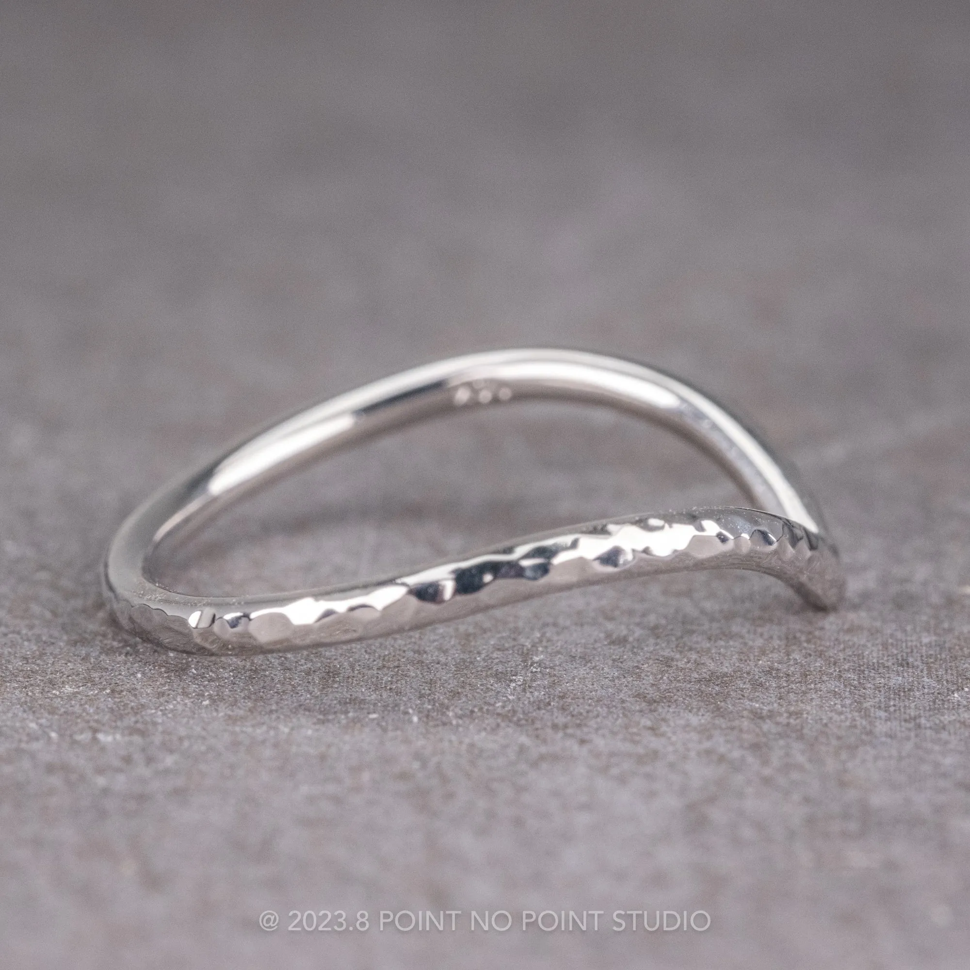 Hammered Vivian Wedding Band, 14k White Gold