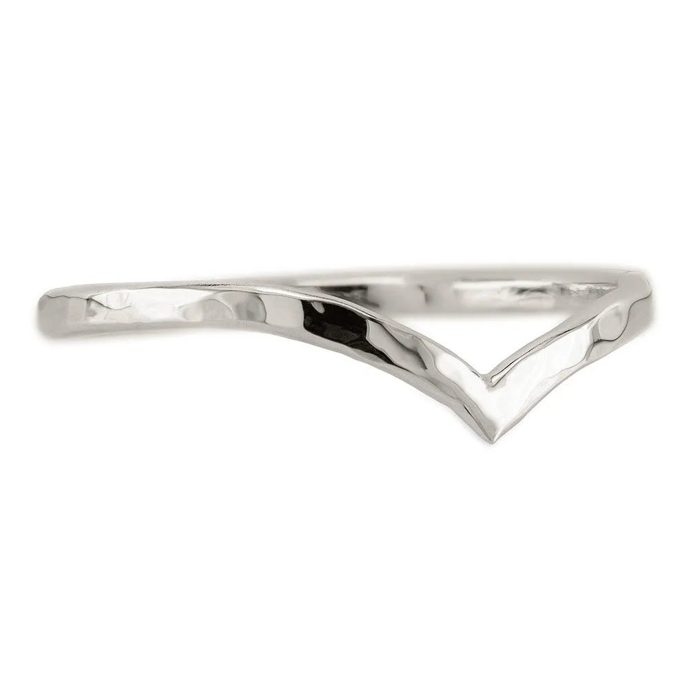 Hammered Vivian Wedding Band, 14k White Gold