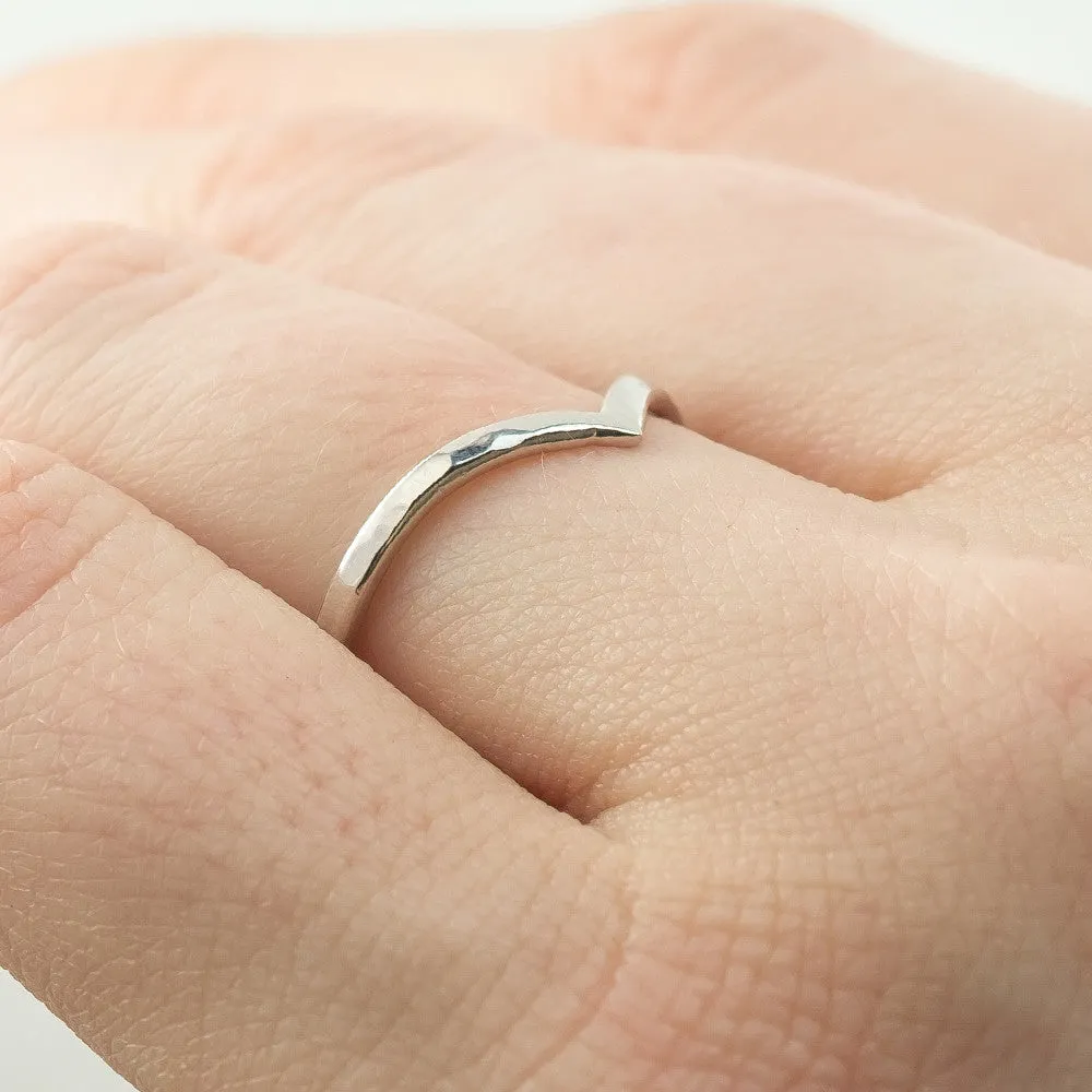 Hammered Vivian Wedding Band, 14k White Gold