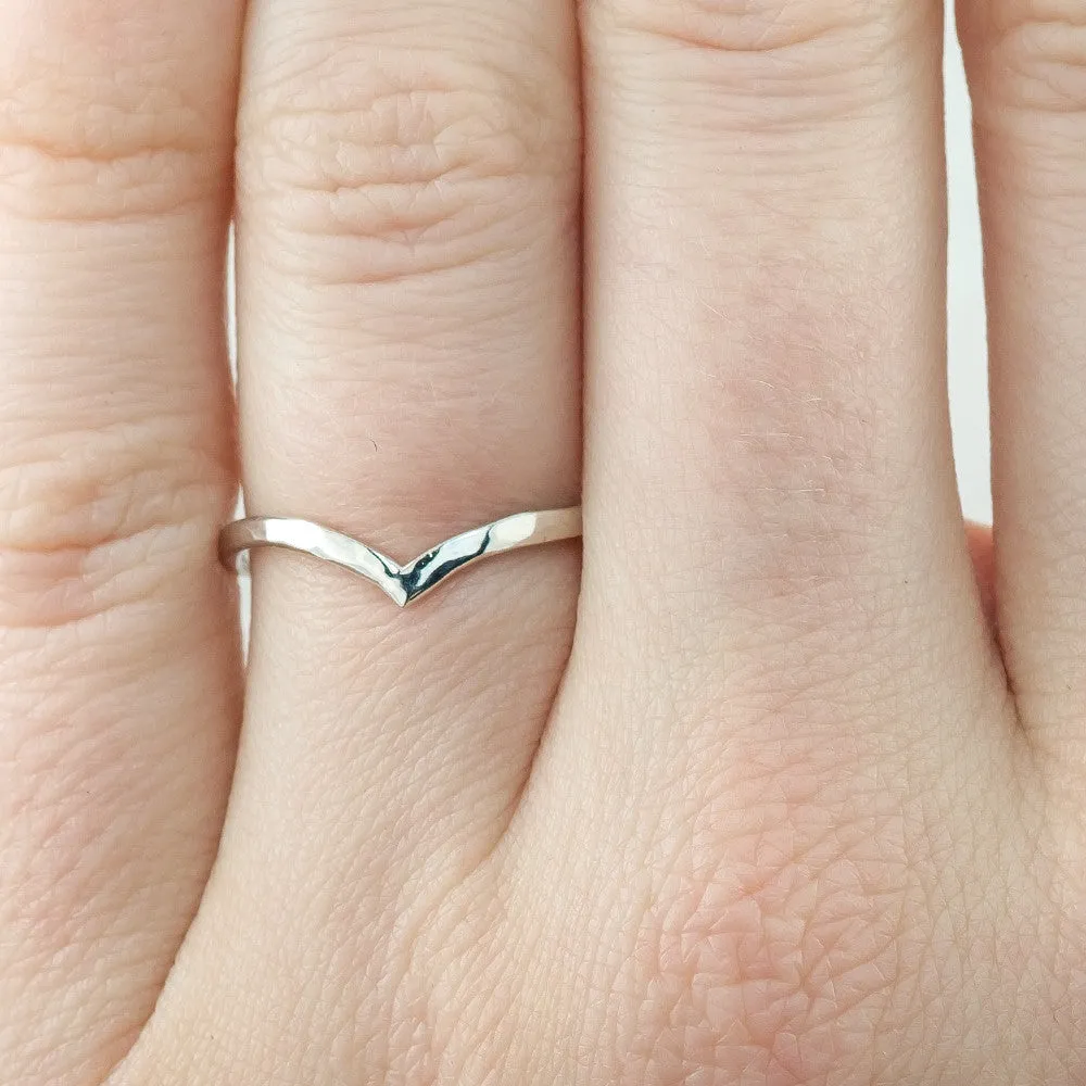Hammered Vivian Wedding Band, 14k White Gold