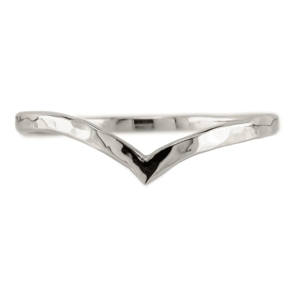 Hammered Vivian Wedding Band, 14k White Gold