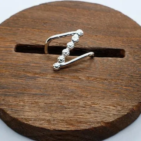 Handmade Sterling Silver Daisy Flower Zig Zag Ring – Boho Cross Bar Design