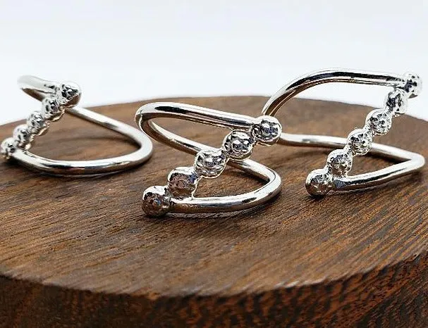 Handmade Sterling Silver Daisy Flower Zig Zag Ring – Boho Cross Bar Design