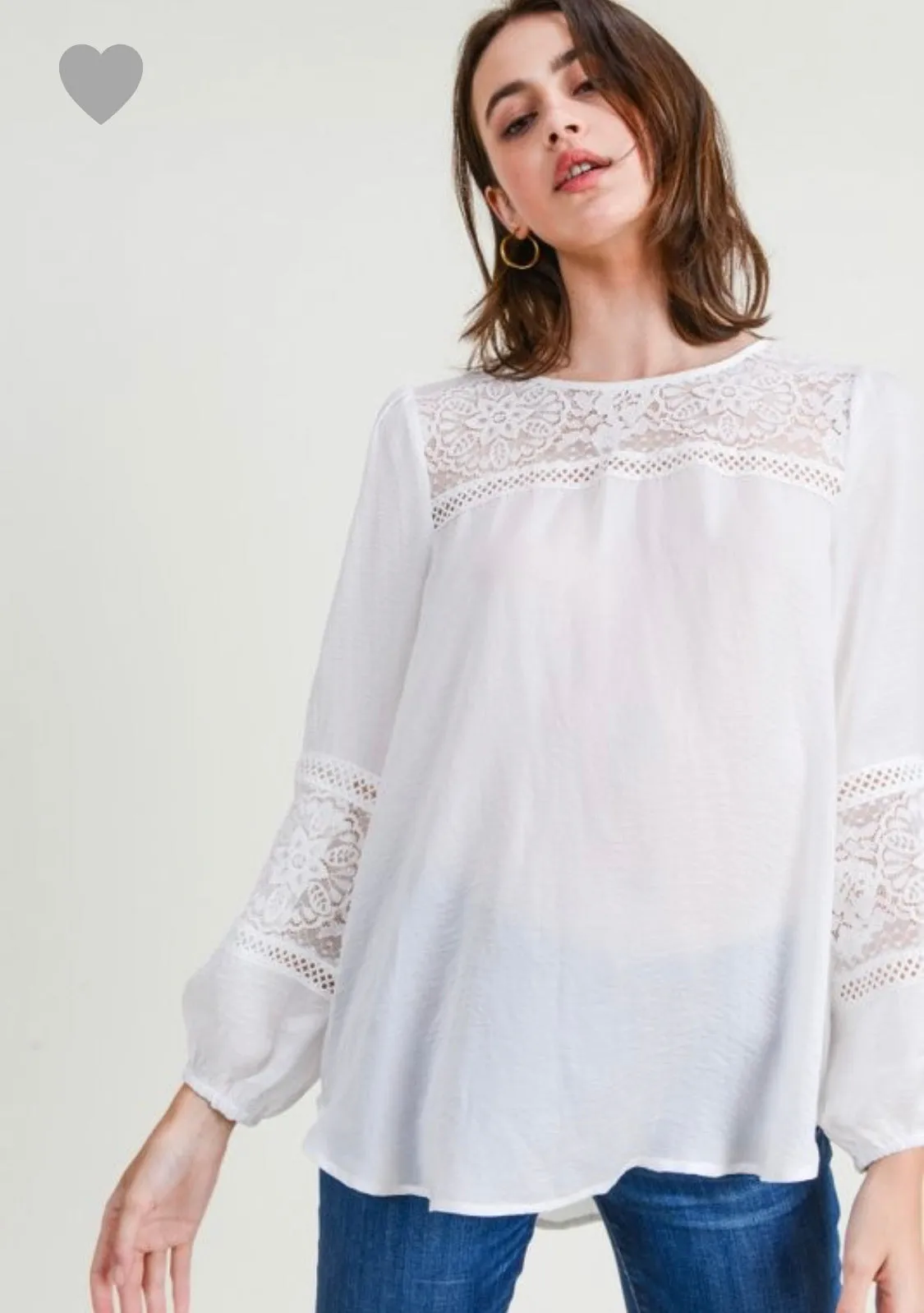 Heidi Long Sleeve Top in Ivory