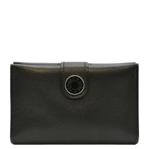 HERMES Leather Card Holder Wallet Black