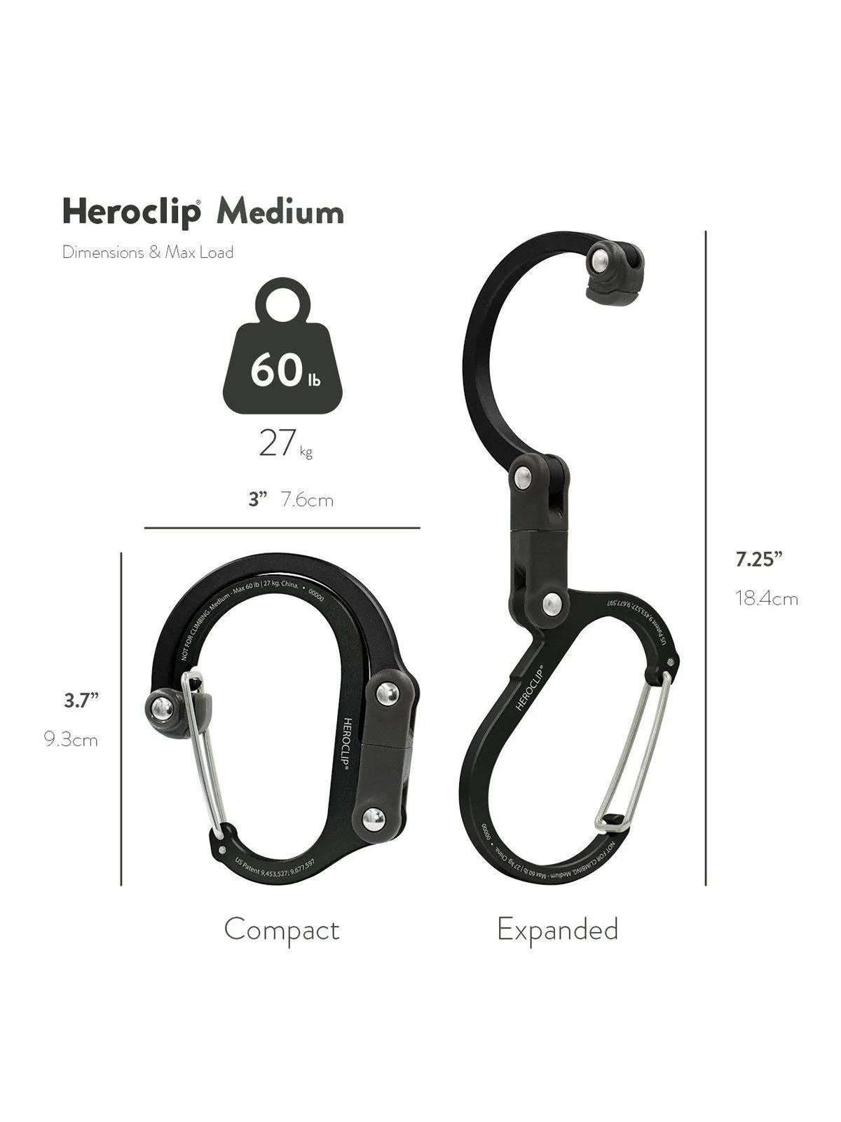 Heroclip Carabiner Medium Stealth Black