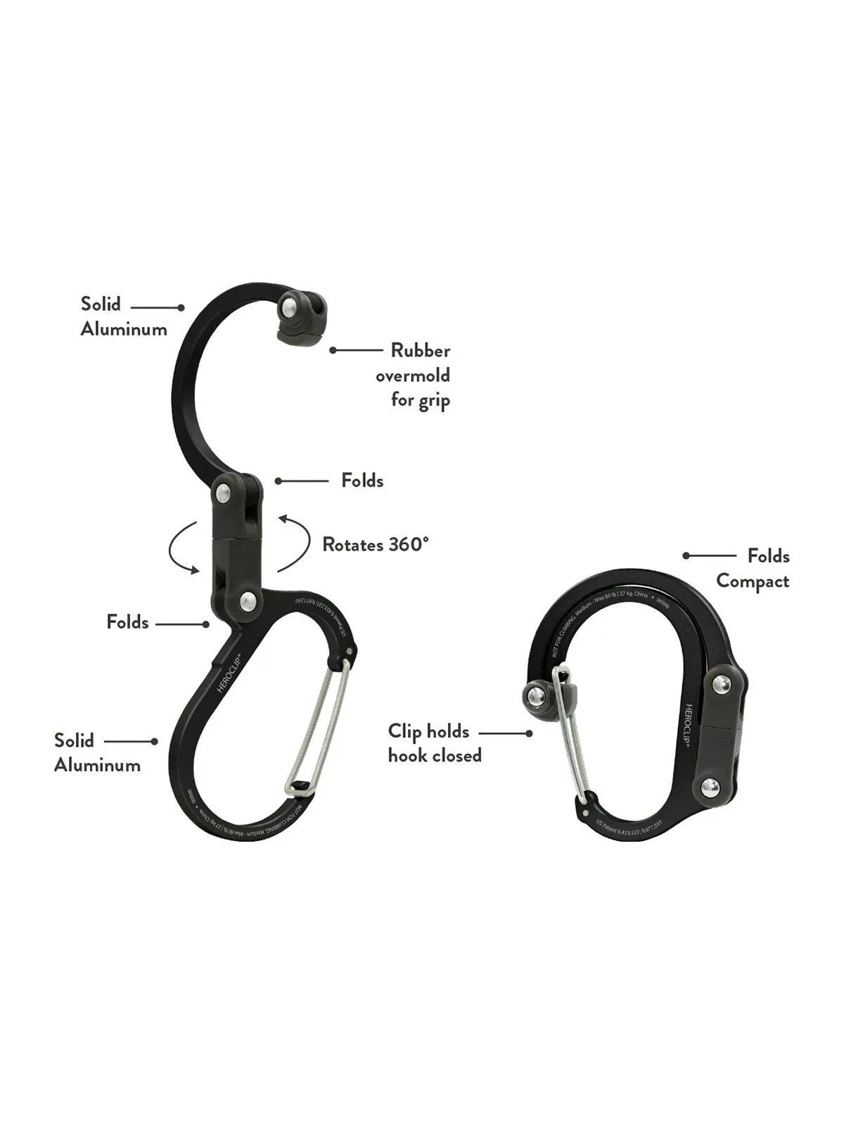 Heroclip Carabiner Medium Stealth Black