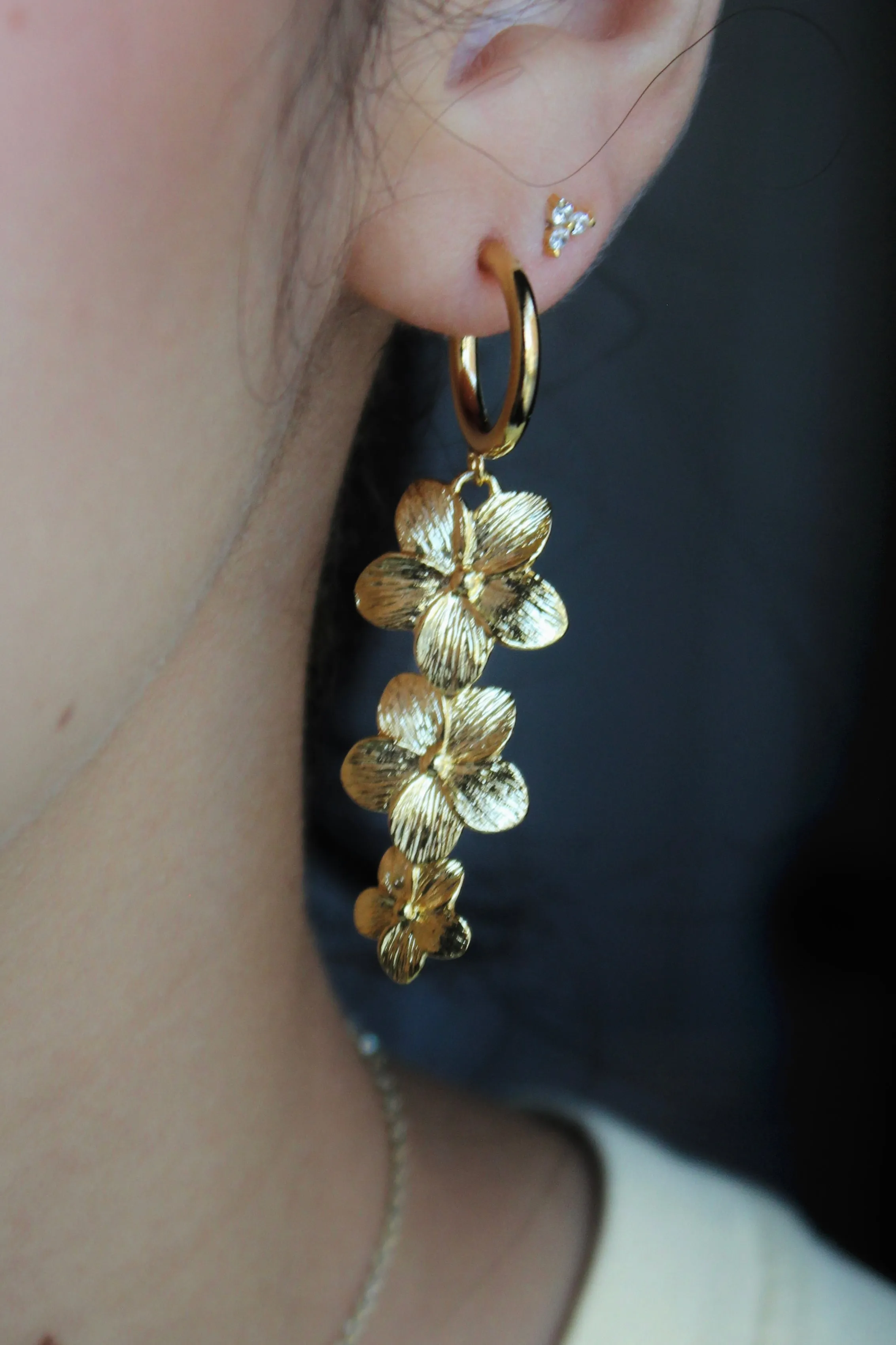 Hibiscus Drop Earrings- Gold Vermeil