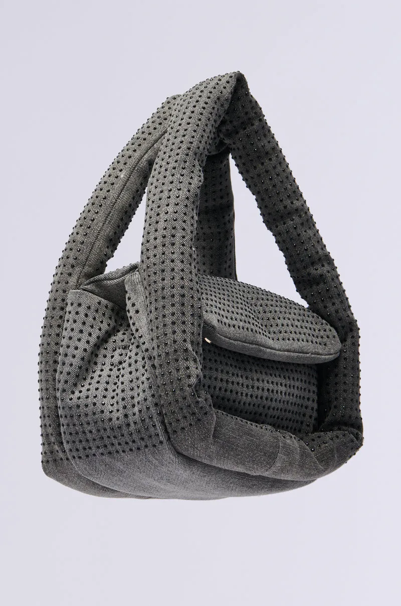 HOUDINI RHINESTONE PUFFER PURSE