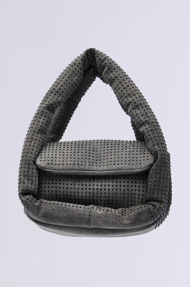 HOUDINI RHINESTONE PUFFER PURSE