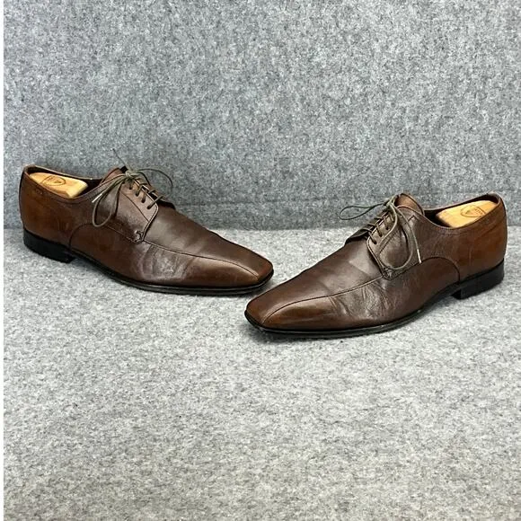 Hugo Boss Bicycle Toe Brown Leather Lace Up Dress Oxford Shoe Men 10.5