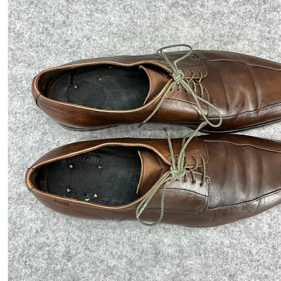 Hugo Boss Bicycle Toe Brown Leather Lace Up Dress Oxford Shoe Men 10.5