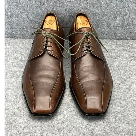 Hugo Boss Bicycle Toe Brown Leather Lace Up Dress Oxford Shoe Men 10.5